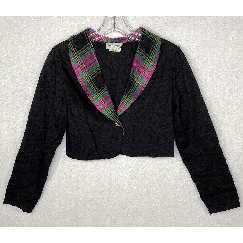 Vintage Fashionland Girls Size 14 Plaid Uniform Suit Wrap Skirt & Jacket USA